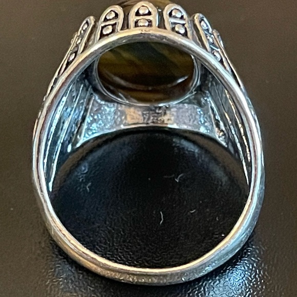 Tiger eye stone S925 silver ring size 9.5 - Picture 4 of 9